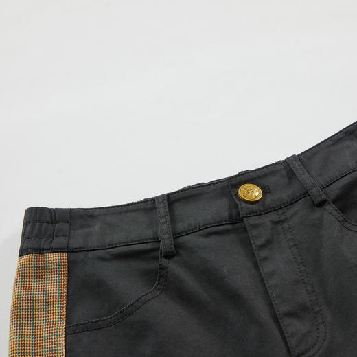 谜底休闲萝卜裤女2023冬季新品百搭宽松拼接格纹九分裤234MK1483 商品图3