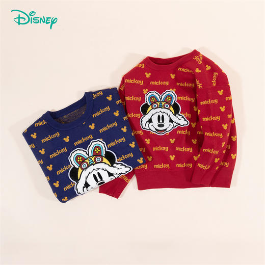 迪士尼童装秋冬款男童米奇长袖毛衣套头针织衫宝宝拜年服233S1860
 商品图7