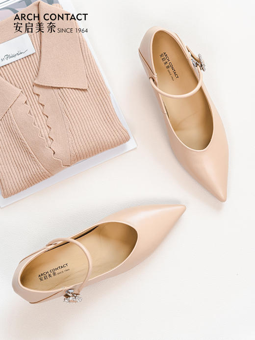 ARCHCONTACT安启美奈浅口优雅知性细带通勤小高跟52839 商品图4