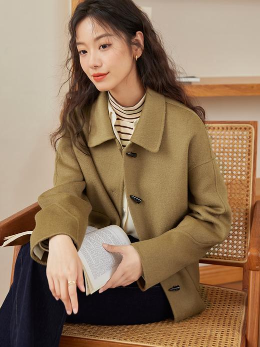 【149元福袋，不支持退换】熙世界美拉德纯羊毛双面羊绒呢大衣女秋冬牛角扣毛呢短外套小个子 商品图0