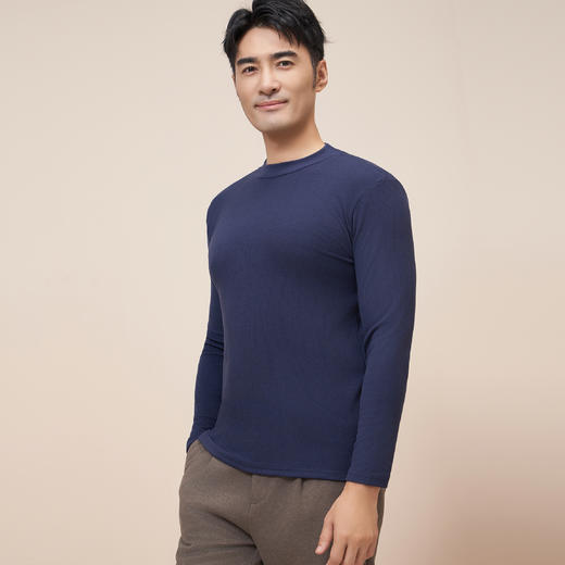 【特价】男女士巴黎阳绒柔软舒适竖纹磨毛中领打底衫保暖单上衣2337/3372 商品图8