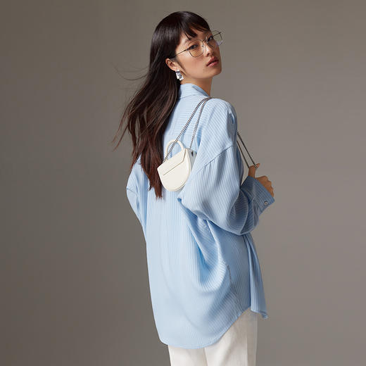 IN AND ON重磅色织条纹醋酸茧型宽松长袖衬衫53616 商品图3