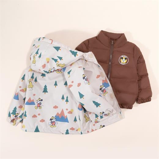 迪士尼童装秋冬新款男童保暖羽绒服宝宝防风米奇印花冲锋衣两件套234S1836
 商品图6