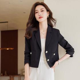 娜璐多 小个子短款外套女长袖修身时尚百搭上衣2023年秋季新款显瘦小西服