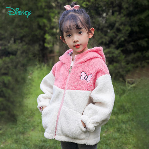 迪士尼童装女童米妮满印防风外套秋冬新款加绒保暖连帽两面穿外衣234S1841
 商品图2