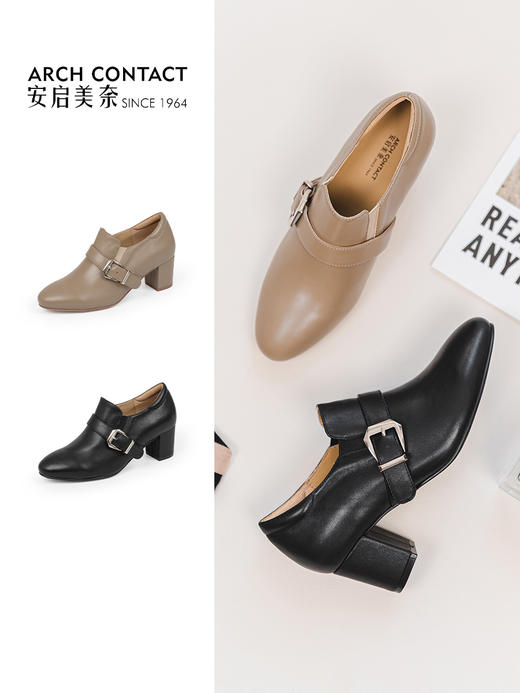 ARCHCONTACT安启美奈粗跟复古气质妈妈鞋52843 商品图0