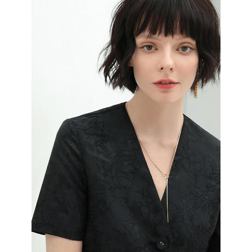 COCOBELLA新中式重工提花短袖裸领西服OL西装外套NSI2 商品图1