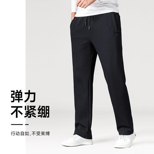 【新款DZP】大依优型大码加绒休闲裤松紧腰直口束口加肥加大宽松舒适运动裤男装加绒裤子长裤 商品图2