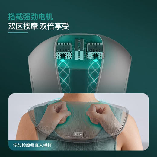 飞利浦肩部按摩器 按摩披肩 力度可调节U型颈椎按摩仪 颈部背部肩颈热敷一体捶背器 
PPM3211GY 商品图2