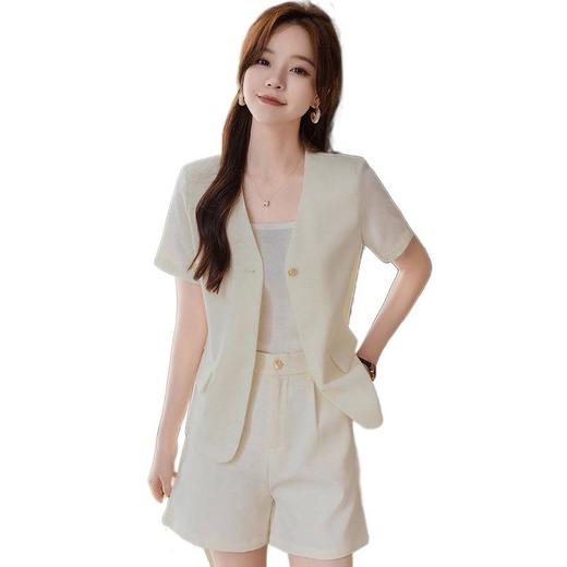 娜璐多 韩版小香风短袖套装2023早秋新款休闲薄款时尚气质阔腿短裤两件套 商品图4