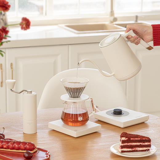 泰摩 进阶型家用手冲咖啡套装礼盒  温控手冲煮壶 磨豆机 电子秤 滤杯 商品图8