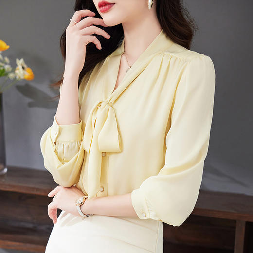 秋装新款，优雅时尚长袖真丝衬衫HR-LQSM9001 商品图4