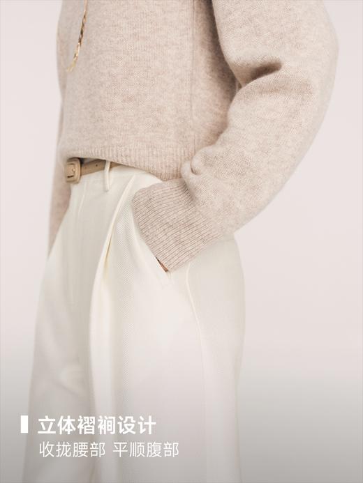 修身不紧身 斜纹褶裥 9分宽松锥形裤FB479423O 商品图3