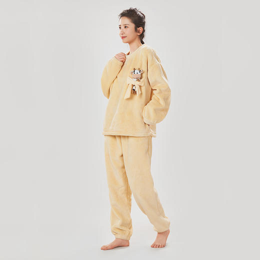 都市丽人眯雅佳双面法兰绒女士厚款长袖长裤类家居服套装LH32H6 商品图2