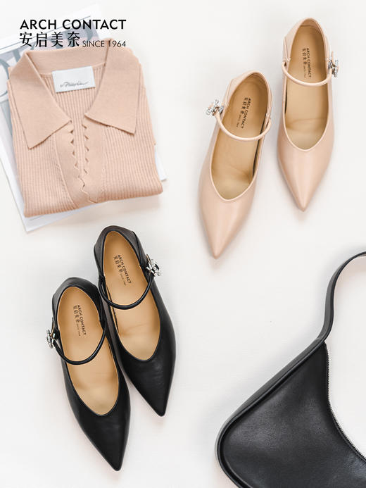 ARCHCONTACT安启美奈浅口优雅知性细带通勤小高跟52839 商品图5