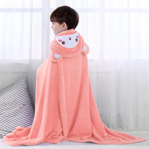 儿童浴巾洗澡珊瑚绒带帽吸水浴巾 商品图7