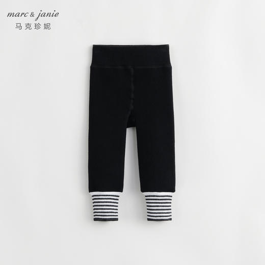 【加绒保暖】马克珍妮冬装新款 女童黑白条纹弹力打底裤 232091 商品图2