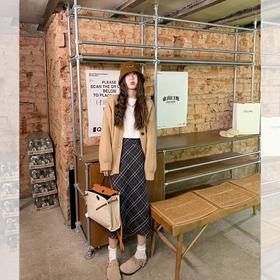 <曾小咸推荐>【复古胶片】格子长款半裙