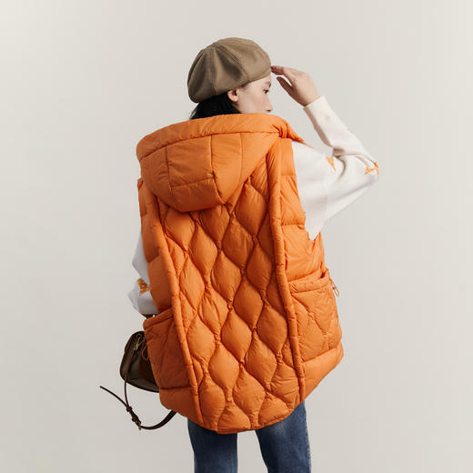 谜底中长款羽绒马甲女2023冬新品时尚连帽百搭鸭绒马夹234MY1567 商品图2