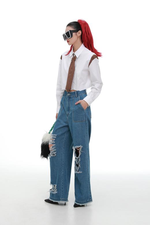 短款拼接衬衫 商品图0