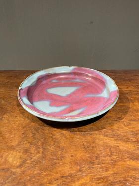 紫斑天青釉钧窑折沿盘，顺丰包邮