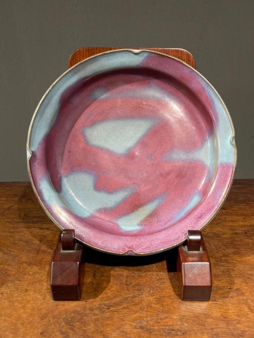 紫斑天青釉钧窑折沿盘，顺丰包邮 商品图2