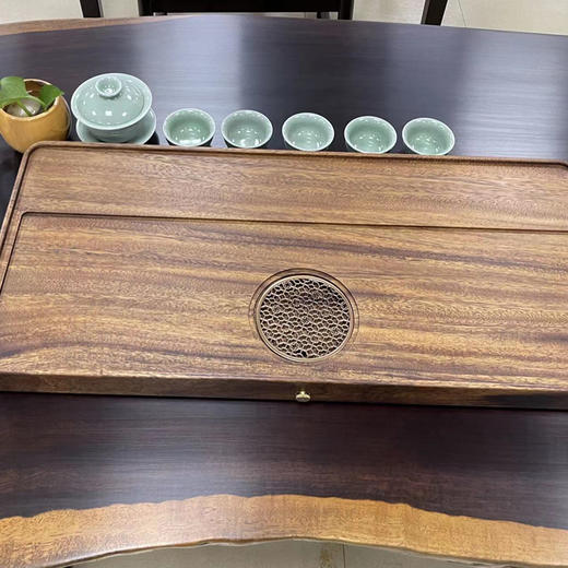 龙福-胡桃木芳华茶盘家用整块原实木中式现代排水式茶台(约73*29*4.5cm) 商品图2