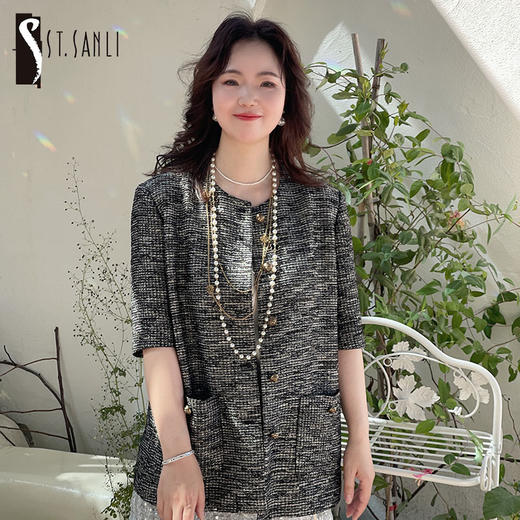 ST.SANLI【成衣系列】高级小香风极简廓形的短袖外套GA123A26 商品图0