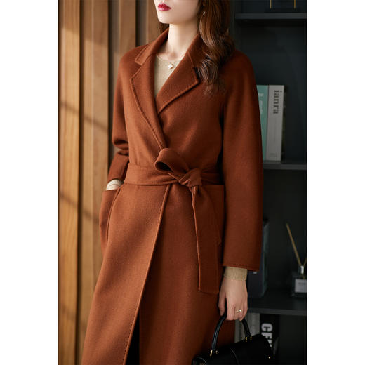 【秋季新款】双面呢羊毛大衣女中长款2023秋冬新款韩版赫本风羊绒毛呢外套 商品图2