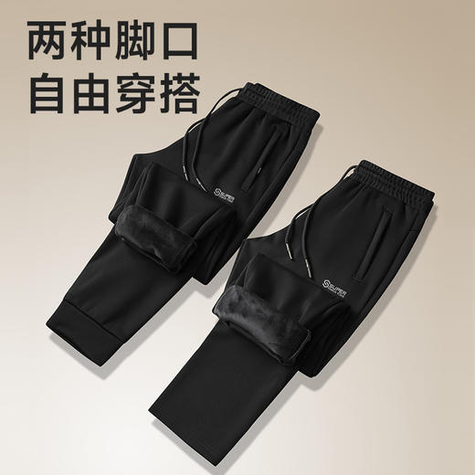 【新款DK】大依优型大码加绒直口束口休闲裤松紧腰加肥加大宽松舒适运动裤男装裤子长裤 商品图3