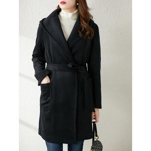 【秋季新款】加厚连帽羊毛大衣女2023秋冬季新款宽松显瘦洋气女士毛呢外套 商品图4