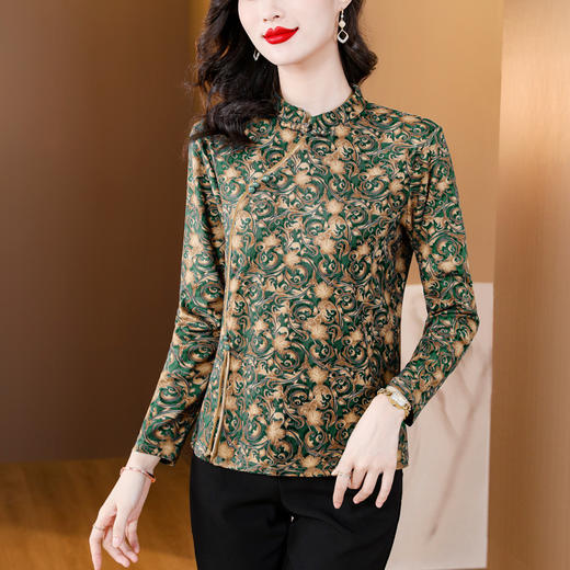 复古中国风，修身显瘦保暖碎花T恤KQL-B08N8212 商品图7
