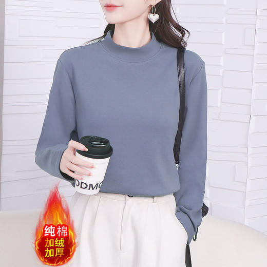 【热卖爆款，不容错过！】韩国东大门半高领打底衫女加绒加厚秋冬高品质修身长袖T恤女上衣lmzb 商品图9