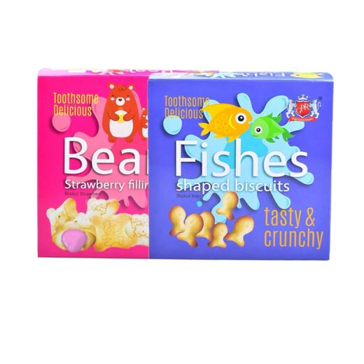 马来西亚GPR小熊草莓味夹心饼干50g/小鱼趣形饼干60g 甜而不腻酥脆美味 051287/051288 商品图0