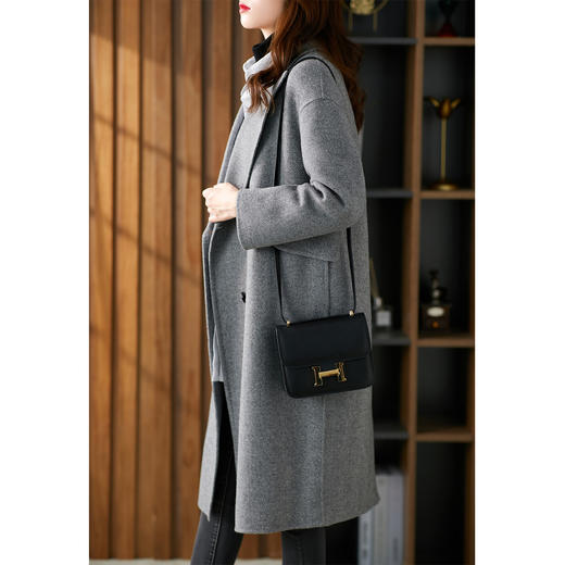 【秋季新款】双面羊绒大衣女 2023秋冬季新款中长款灰色时尚气质毛呢外套 商品图4