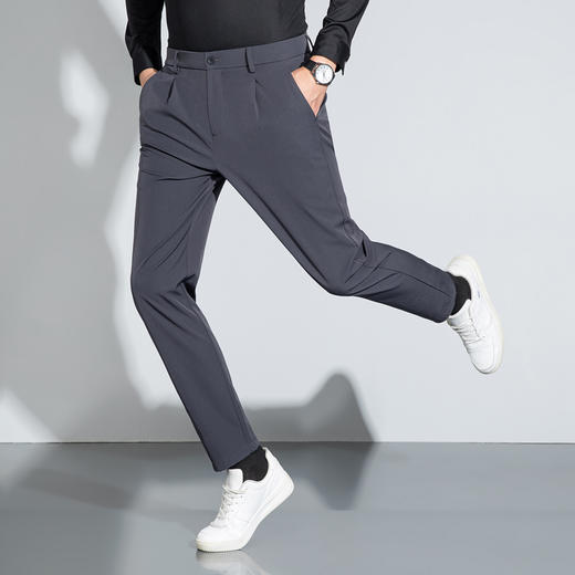 半身缘男裤 秋季半松紧腰微弹四面弹宽松版商务休闲裤333 商品图3