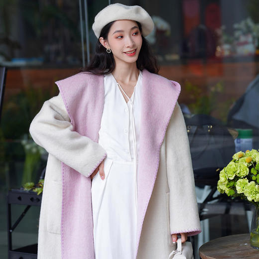 【暖冬内购】两三事 风的温柔 秋冬新款简约两面穿毛呢外套女宽松呢大衣 商品图1