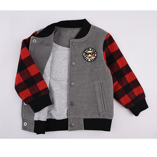 棉果果春秋季男童呢子棒球服外套 M312100419510 商品图1