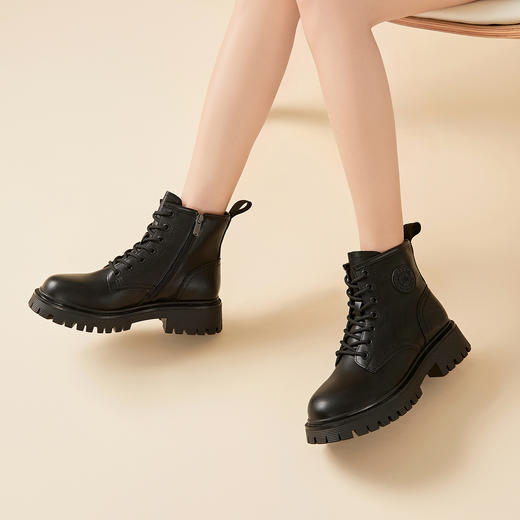 Safiya/索菲娅2023秋冬新款 踢不烂粗跟复古英伦厚底工装靴 SF34116054 商品图5