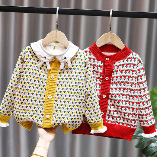 DD-女童春秋款开衫一体加绒打底衫儿童毛衣外套 商品图2