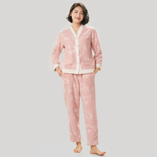 都市丽人舒适外出女士睡衣女士米粒绒厚款长袖长裤类家居服套装LH30C3 商品图6