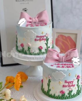 黑巢-彩绘翻糖蝴蝶结蛋糕生日蛋糕
