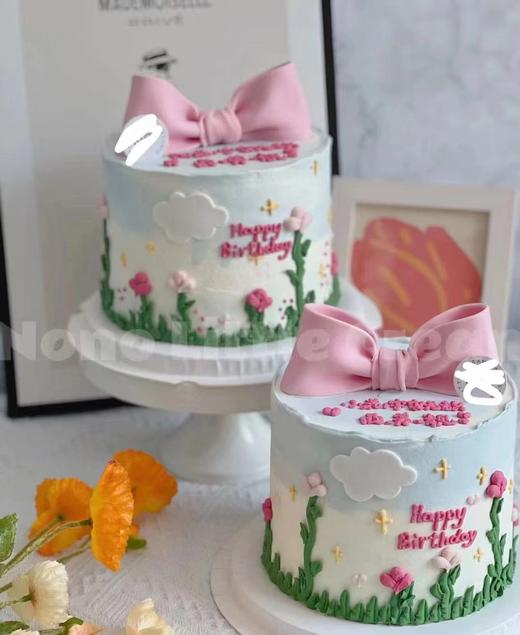 黑巢-彩绘翻糖蝴蝶结蛋糕生日蛋糕 商品图0