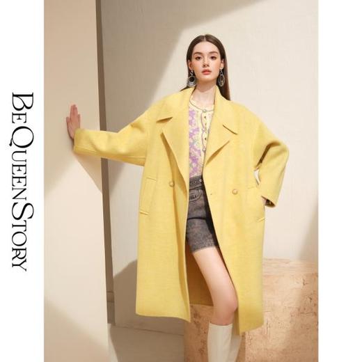 【七夕福利，不退不换】【奶油巴士】高奢定制骆驼绒澳毛落肩袖双面呢大衣秋冬 商品图0