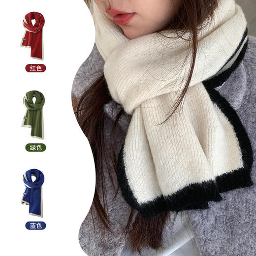 【小香边框围巾】秋冬新款仿羊绒围巾  百搭防寒围脖   户外旅行保暖  简约纯色围巾 商品图0