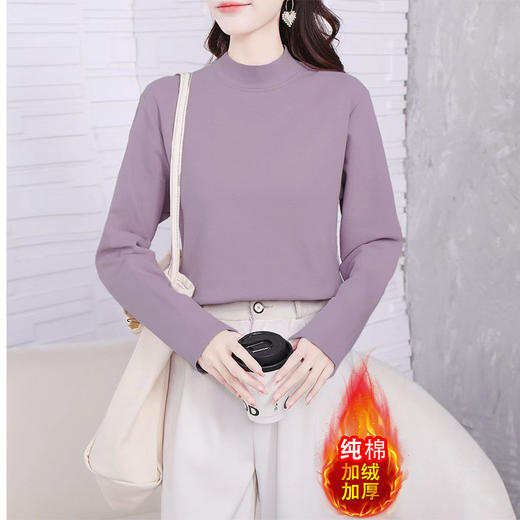 【热卖爆款，不容错过！】韩国东大门半高领打底衫女加绒加厚秋冬高品质修身长袖T恤女上衣lmzb 商品图8