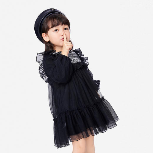 套装女童连衣裙子时尚小香风长袖秋装新款简约甜美网纱安奈儿童装TG333015 商品图1