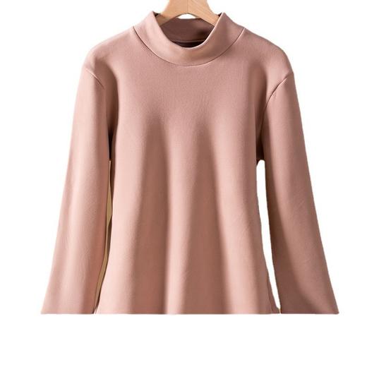 秋冬加绒打底衫女软绵绵双面暖绒半高领打底衫百搭修身上衣加厚 商品图4