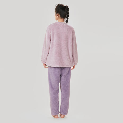 都市丽人生活家居女士睡衣双面法兰绒厚款长袖长裤类家居服套装LH32J4 商品图3