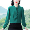 KQLC22N2935 2023秋季新款长袖缎面上衣时尚减龄飘带百搭气质女装洋气小众 商品缩略图2